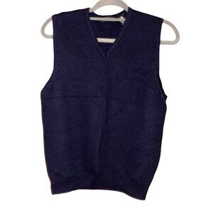 Segreto‎ Italy Wool V Neck Sweater Vest Navy Blue Size Medium